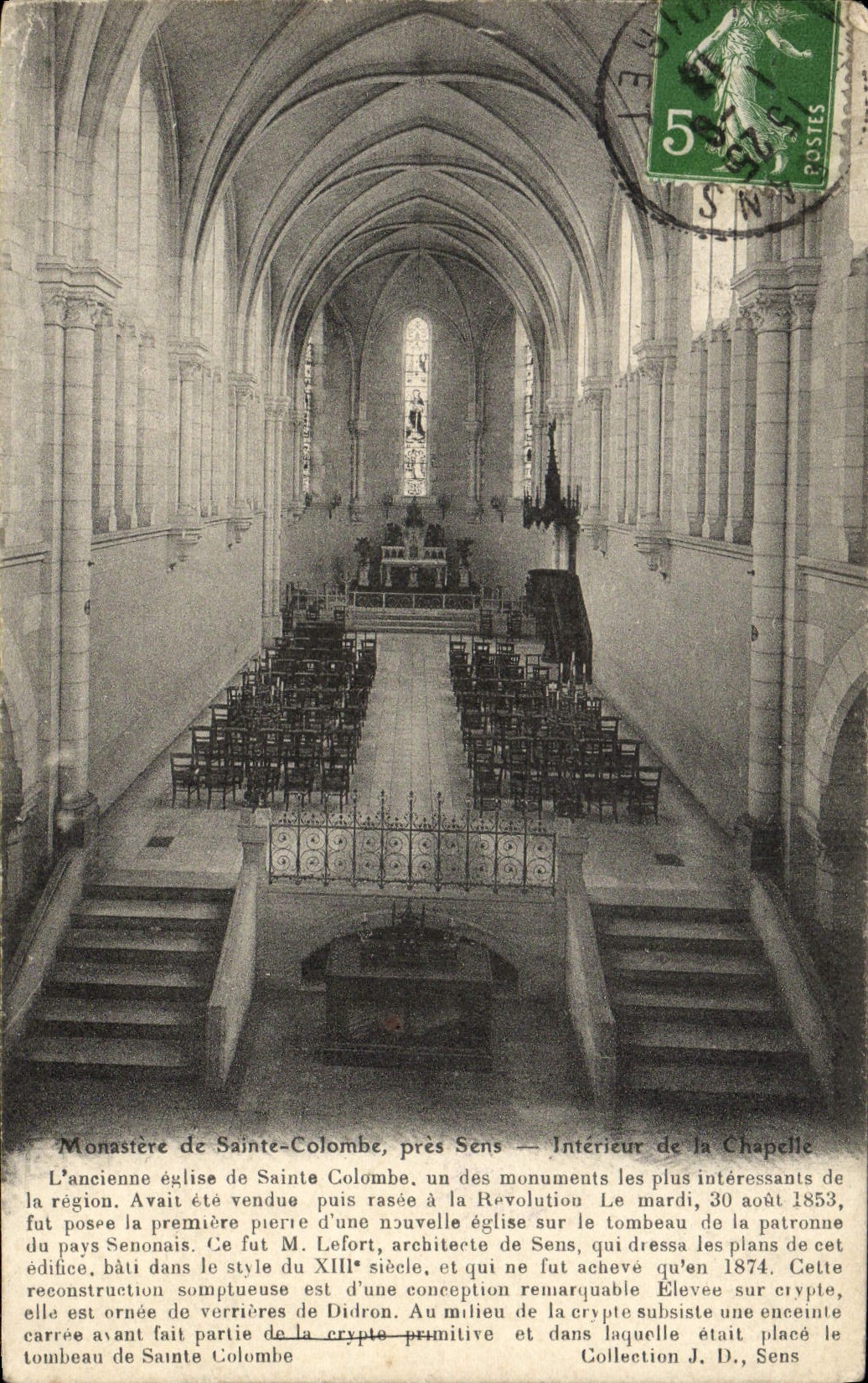 CPA Monastere de Sainte Colombe pres sens interieur de la Chapelle