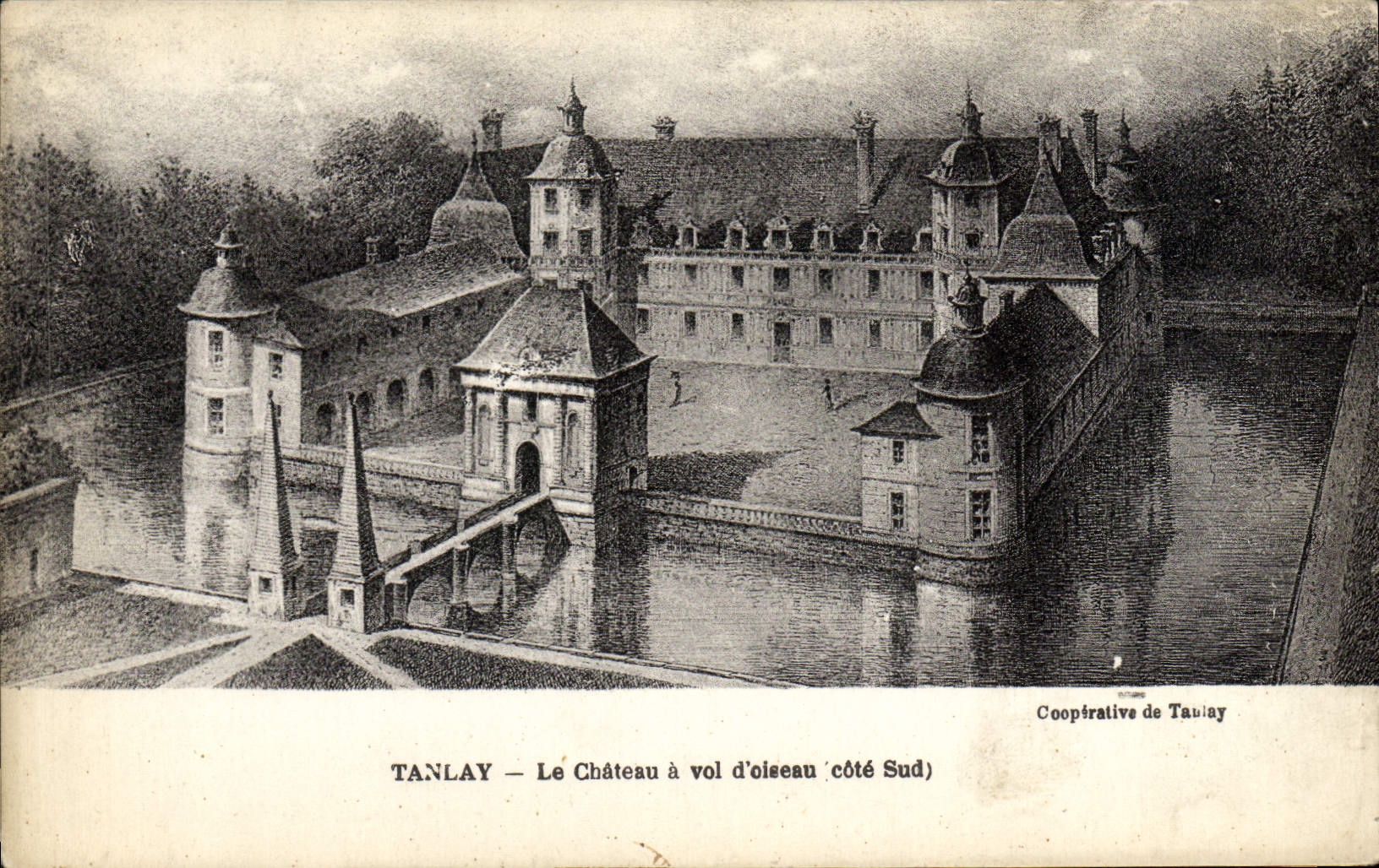 VINTAGE POSTCARD Tanlay the Castle As the crow flies