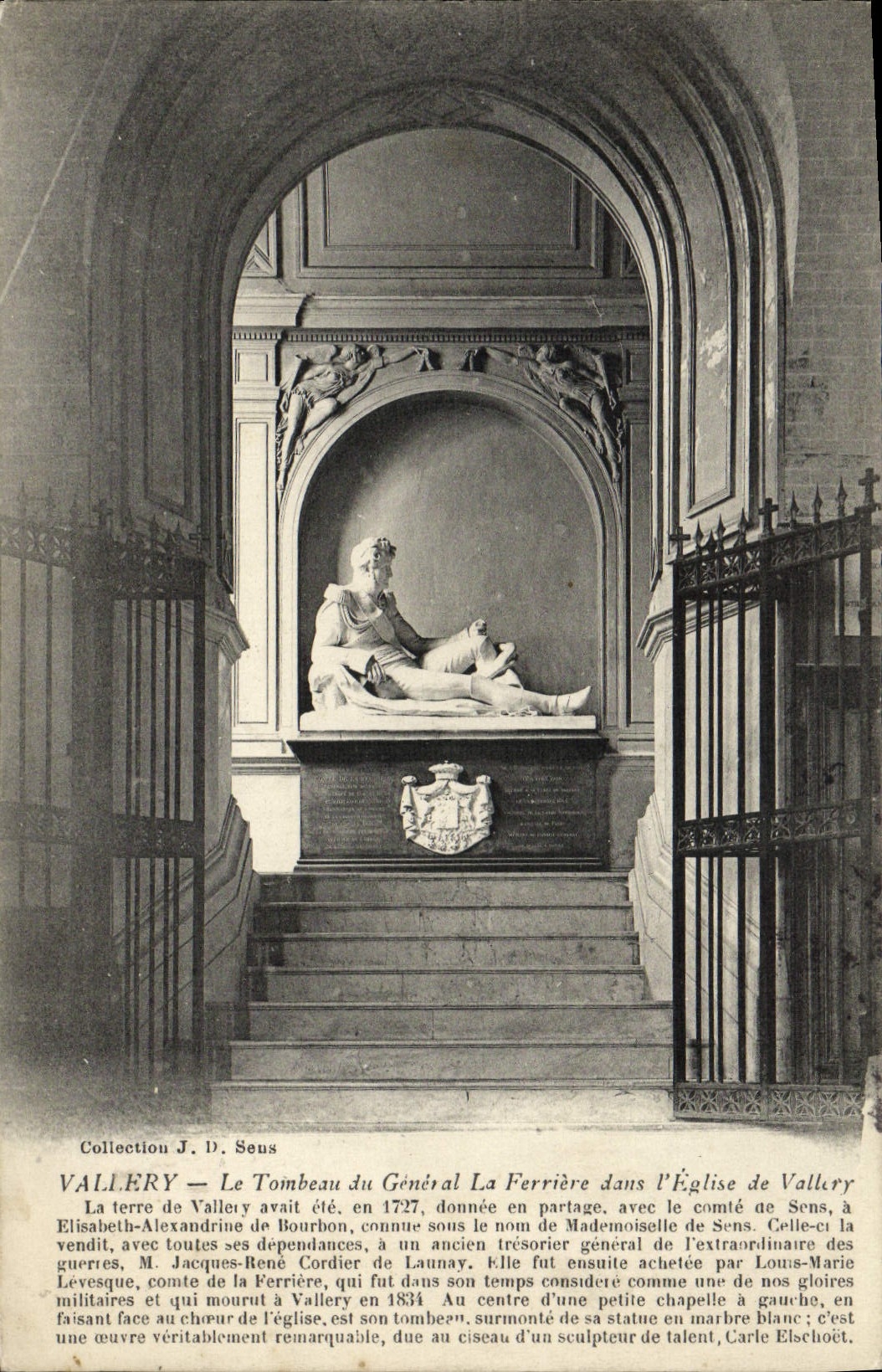 VINTAGE POSTCARD Vallery the Tomb of General the Tool bag in the Church of Vallery