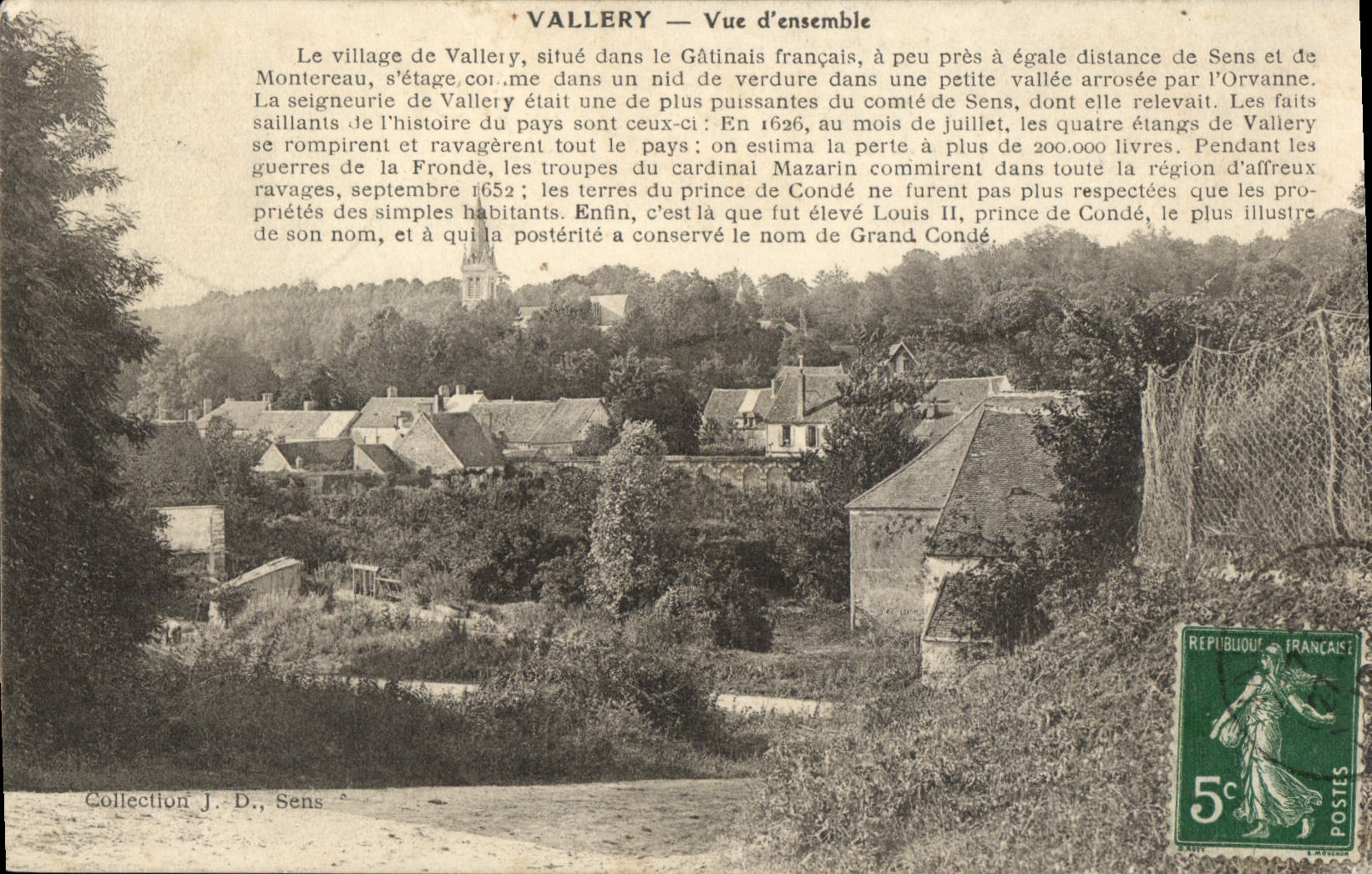VINTAGE POSTCARD Vallery Overall picture the village of Vallery locates in French Gatinals