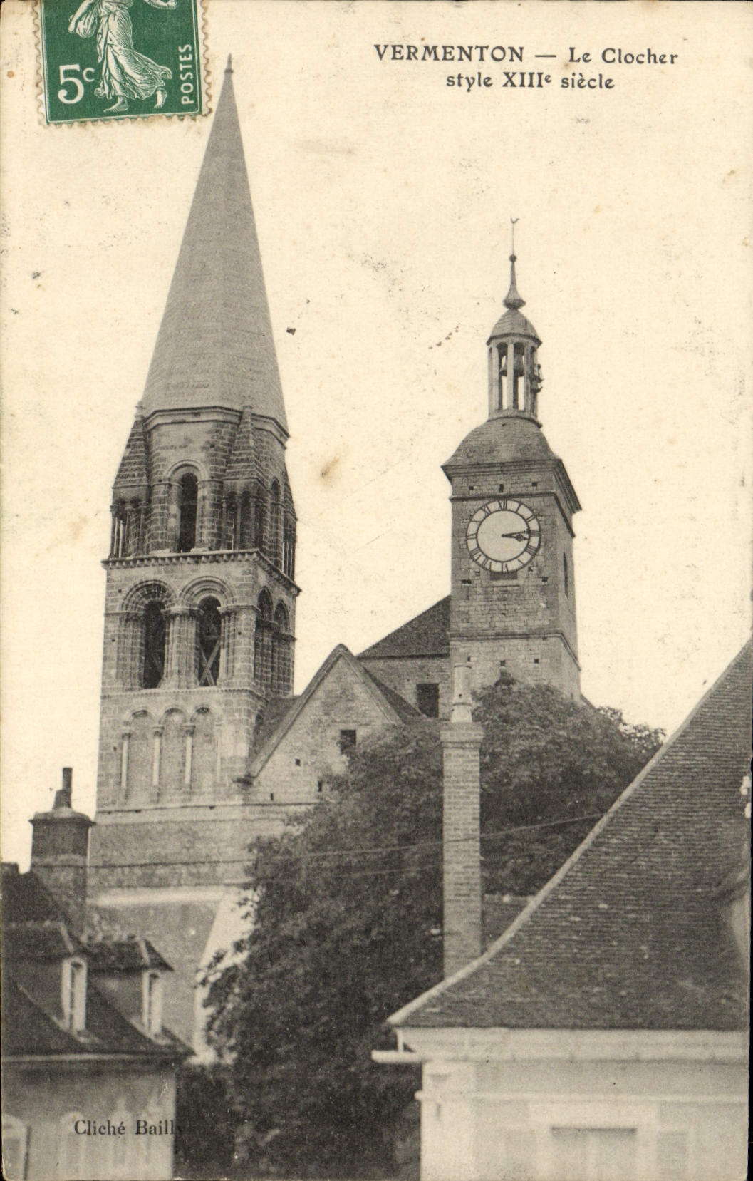 VINTAGE POSTCARD Vermenton the Bell-tower