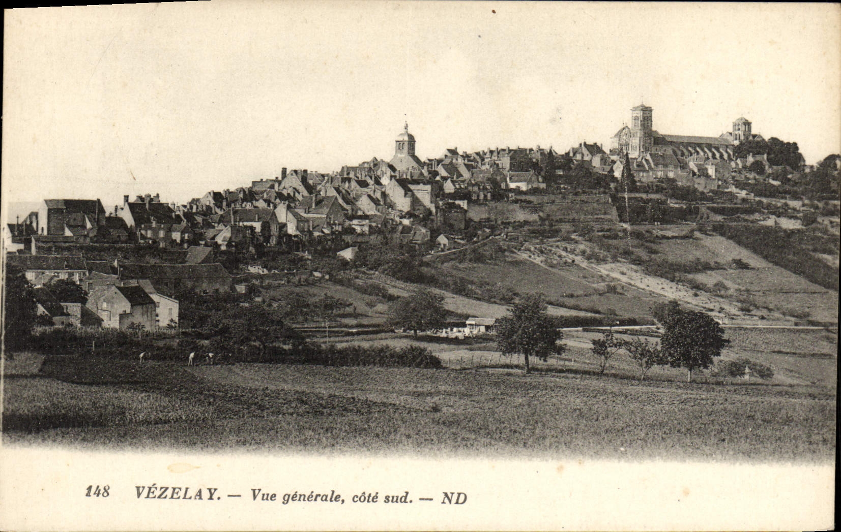 Pieza meridional de la opinión de Vezelay de la POSTAL de la VENDIMIA