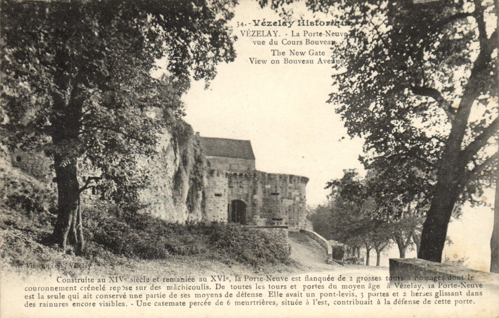 VINTAGE POSTCARD Vezelay the new door