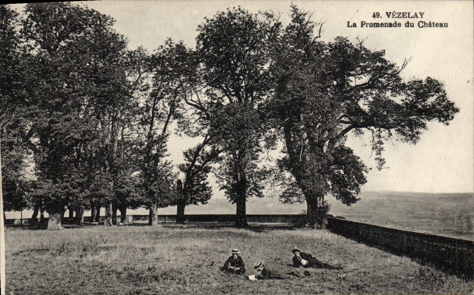 VINTAGE POSTCARD Vezelay the Walk of the Castle