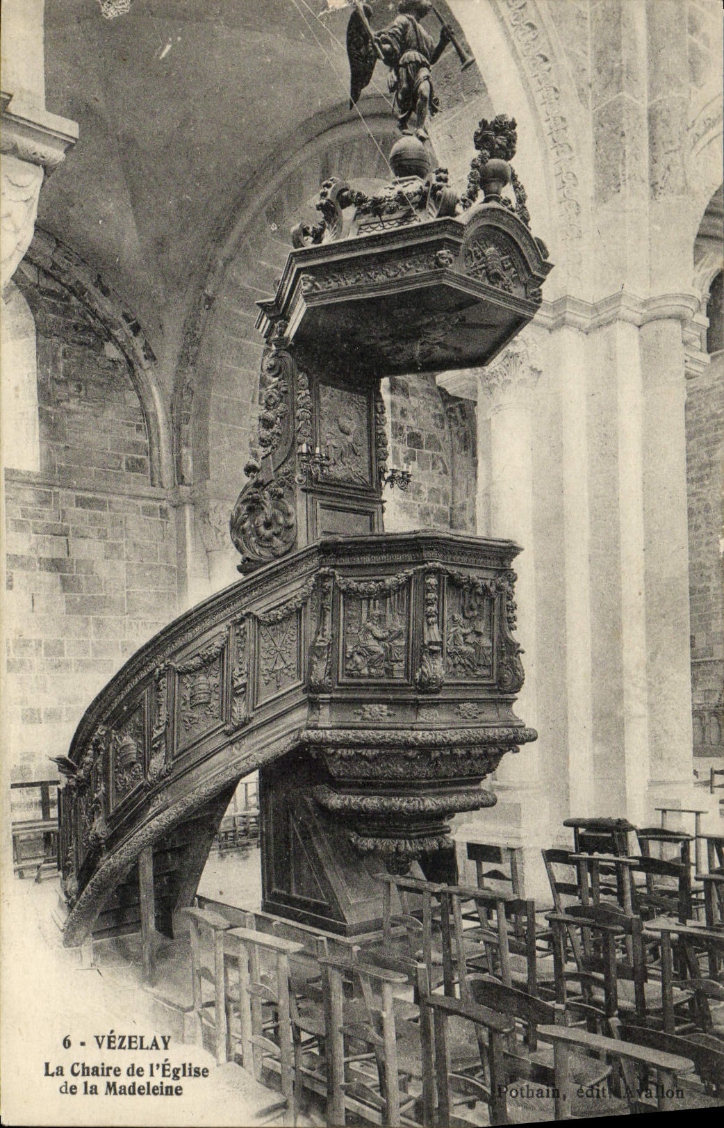 VINTAGE POSTCARD Vezelay the Pulpit of the Church of the Madeleine