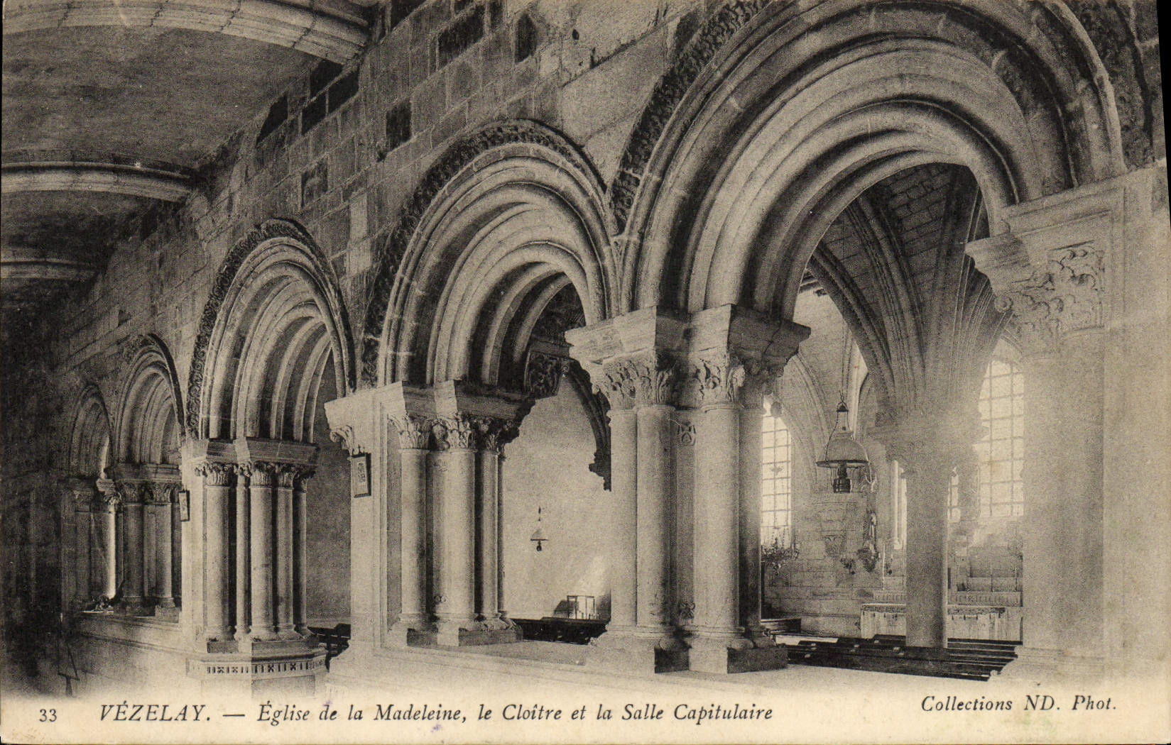 VINTAGE POSTCARD Vezelay Church of the Madeleine the cloister and the chapter house