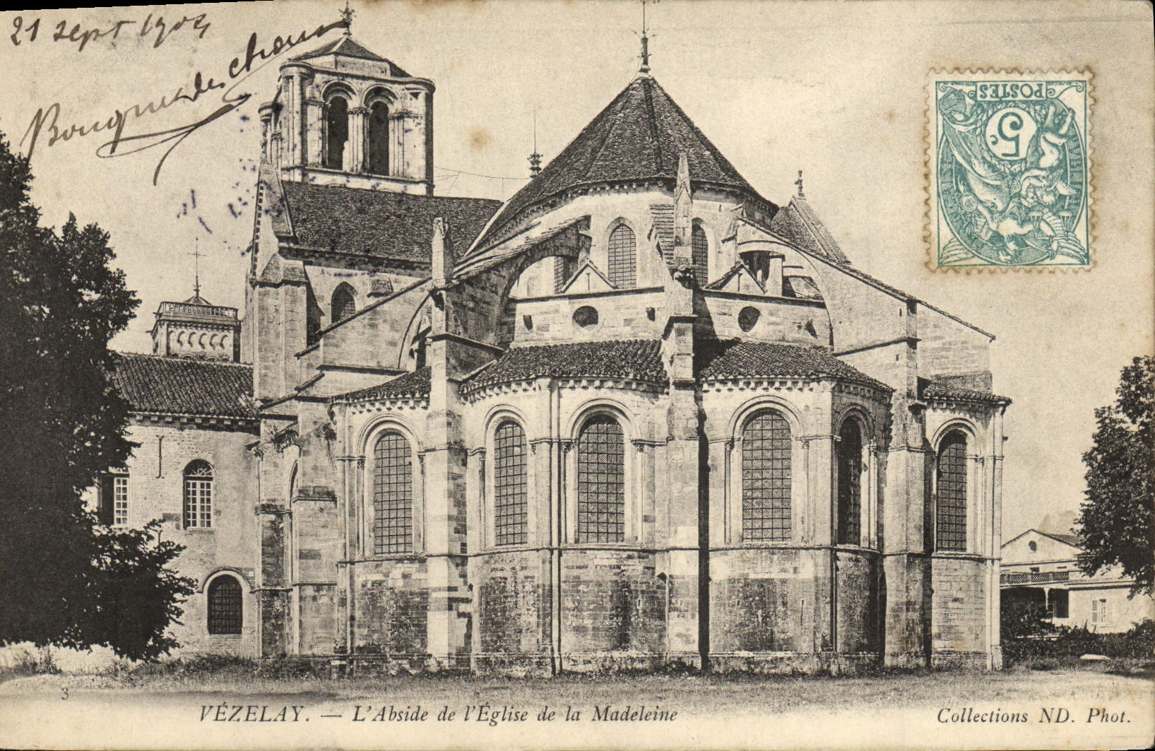 VINTAGE POSTCARD Vezelay the Apse of the Church of the Madeleine