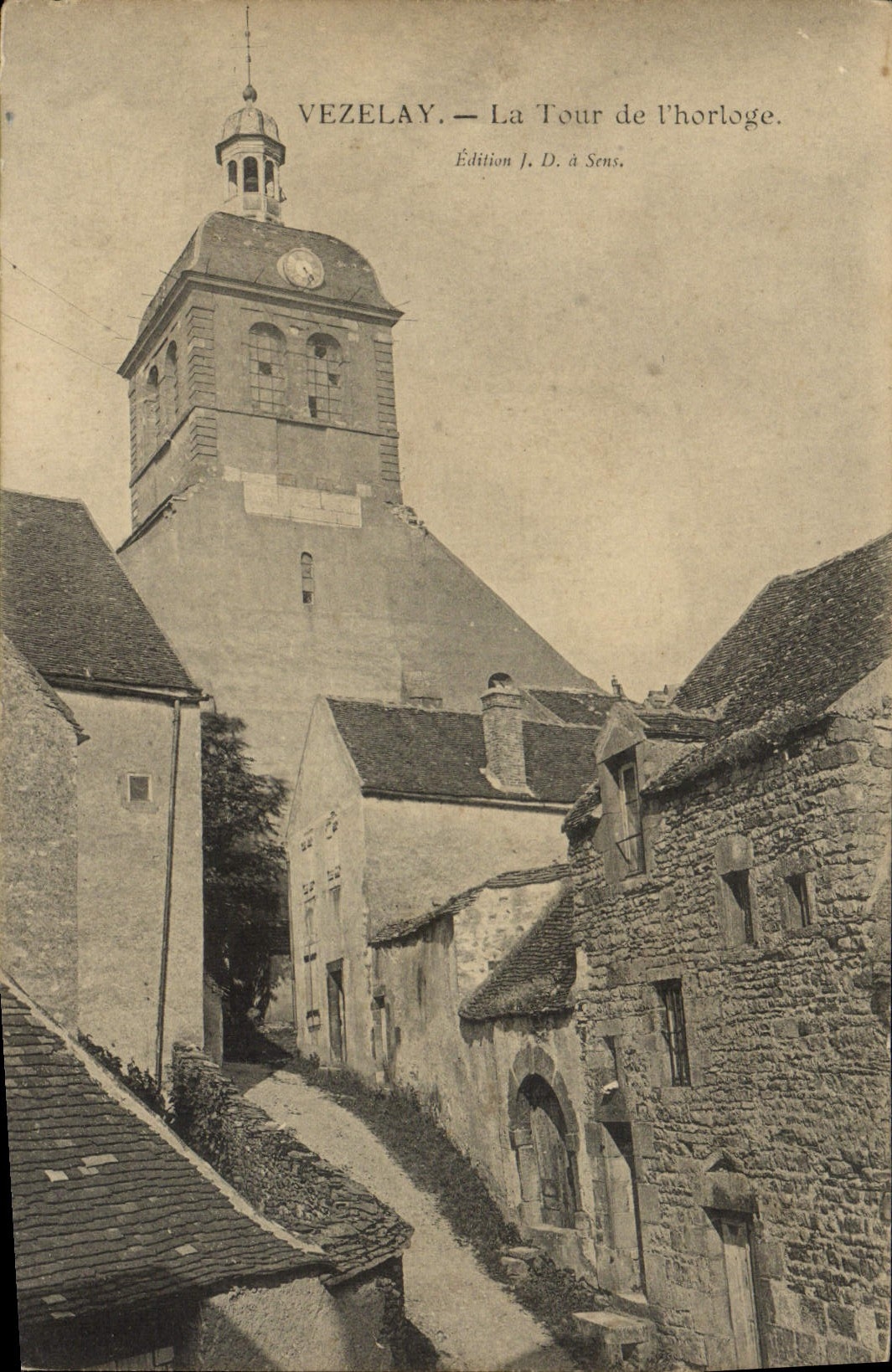 VINTAGE POSTCARD Vezelay the Tower of the clock