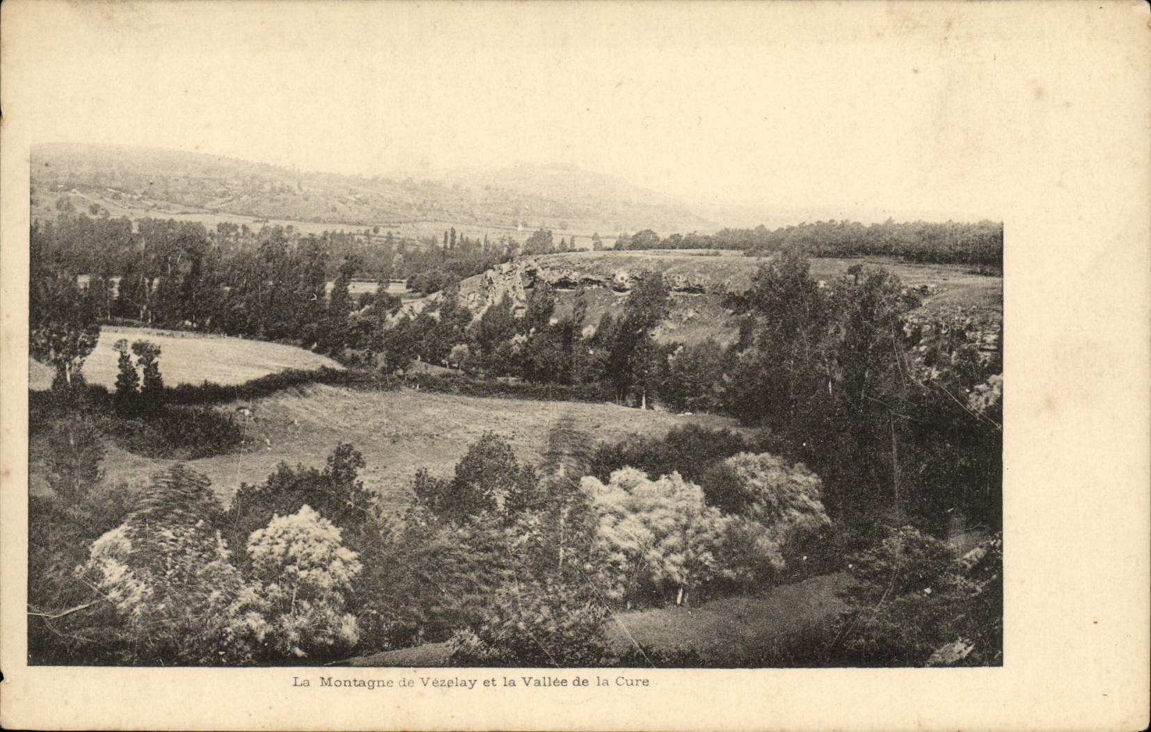 VINTAGE POSTCARD Vezelay the mountain and the valley of the Cure