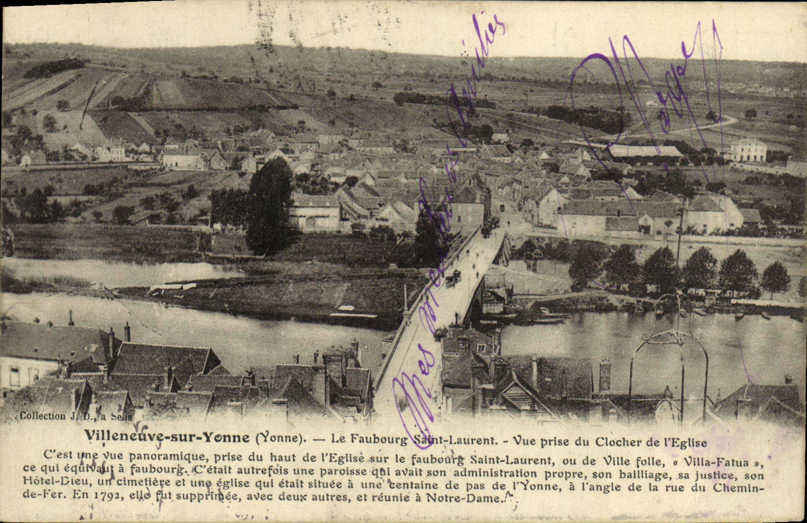 CPA Villeneuve Sur Yonne Le Faubourg Saint Laurent Vue Prise Du Clocher De l'Eglise