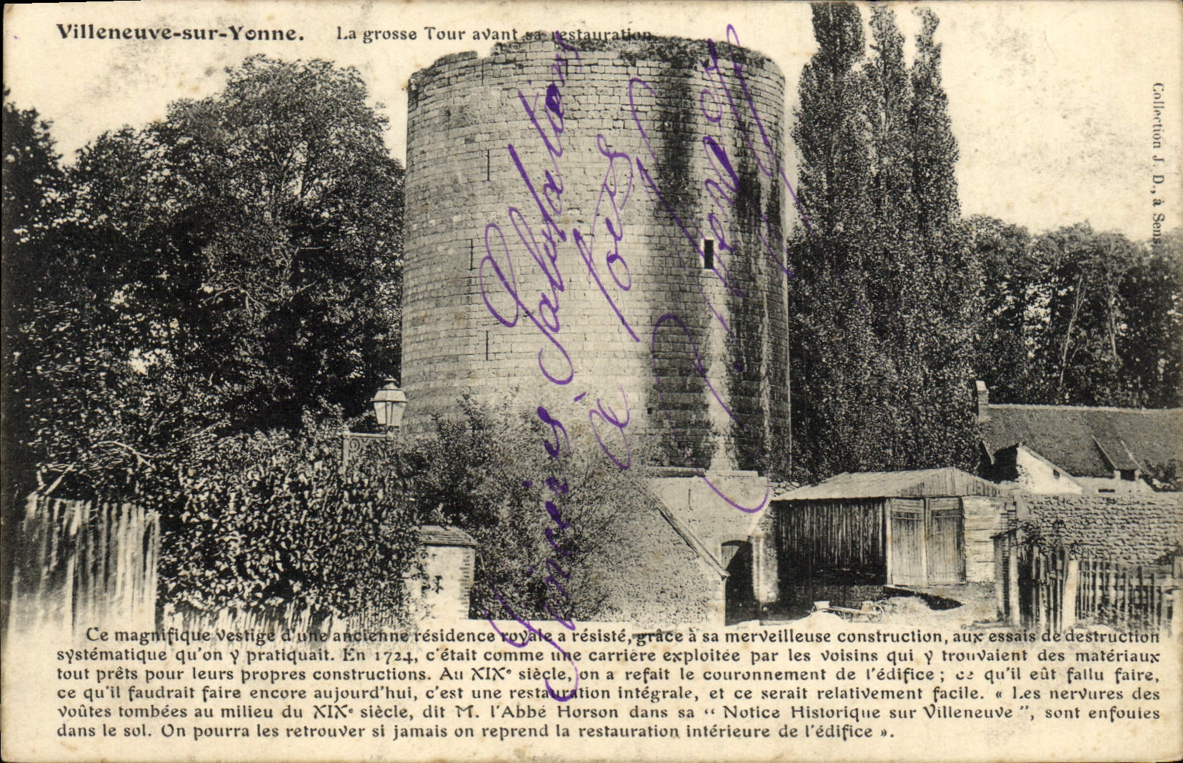 CPA Villeneuve Sur Yonne La Grosse Tour Avant sa restauration