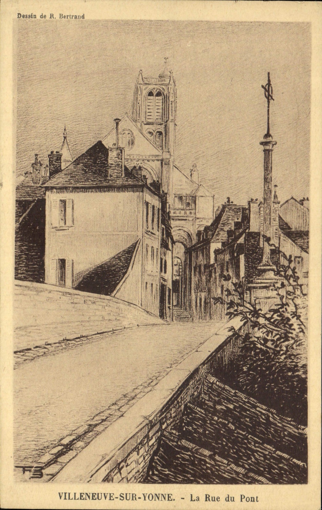 CPA Villeneuve Sur Yonne La Rue Du Pont