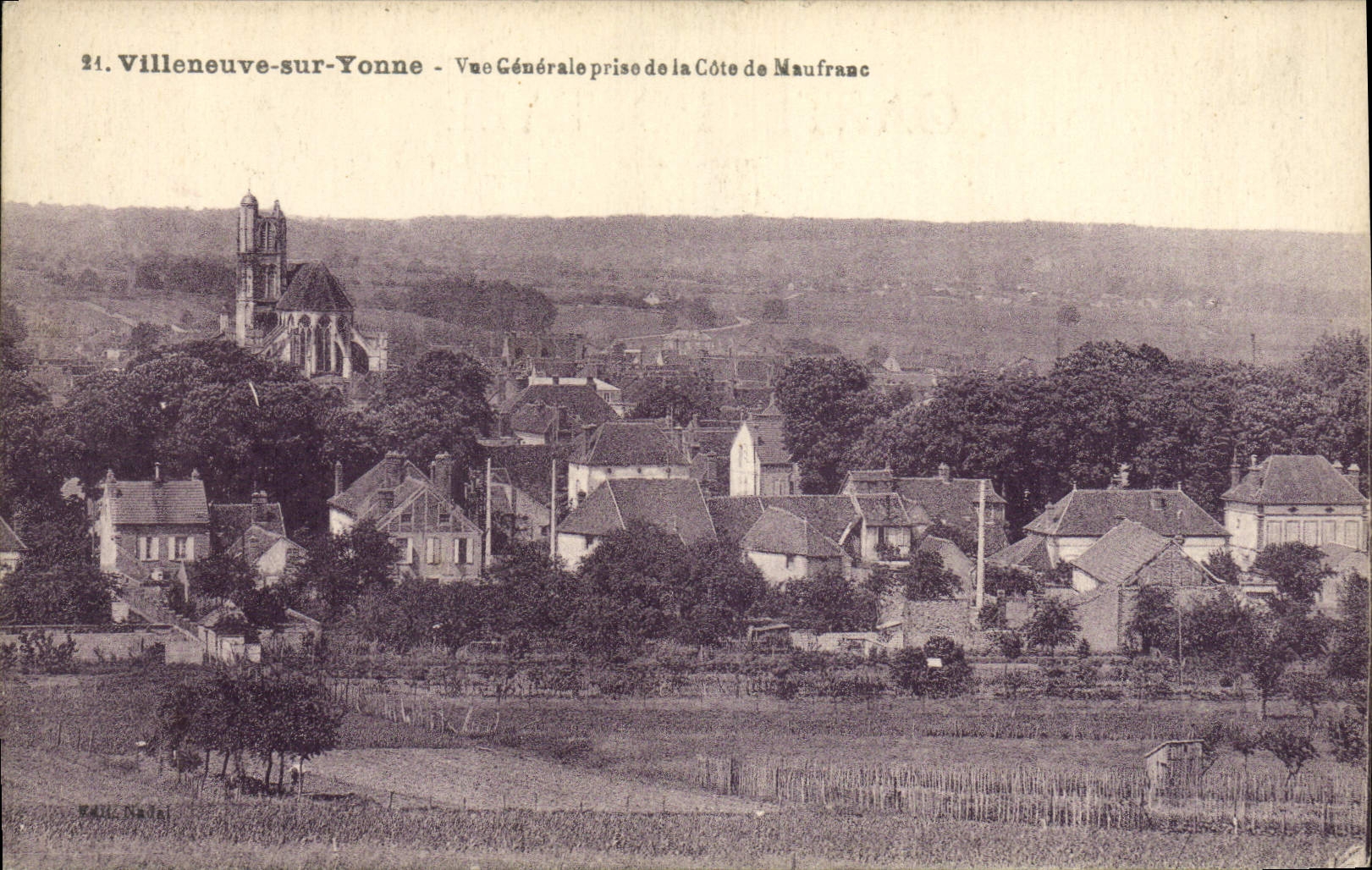 VINTAGE POSTCARD Villeneuve On Yonne View Taken Of the Dimension De Maufranc