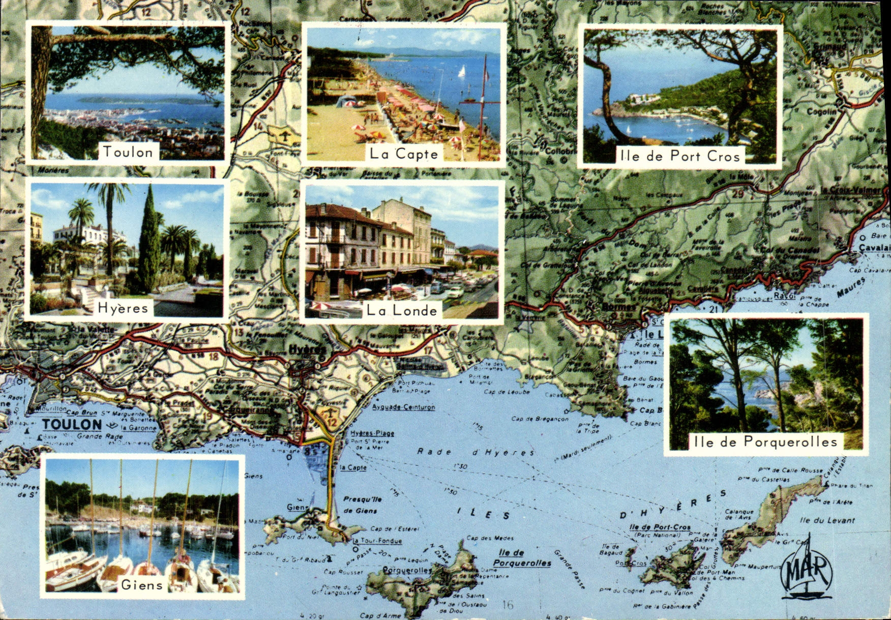 MODERN CARD the Of the department of Var Dimension of Azure Toulon Collects It Hyeres Giens Londe Ile of Port Cross-country race Island of Porquerolles