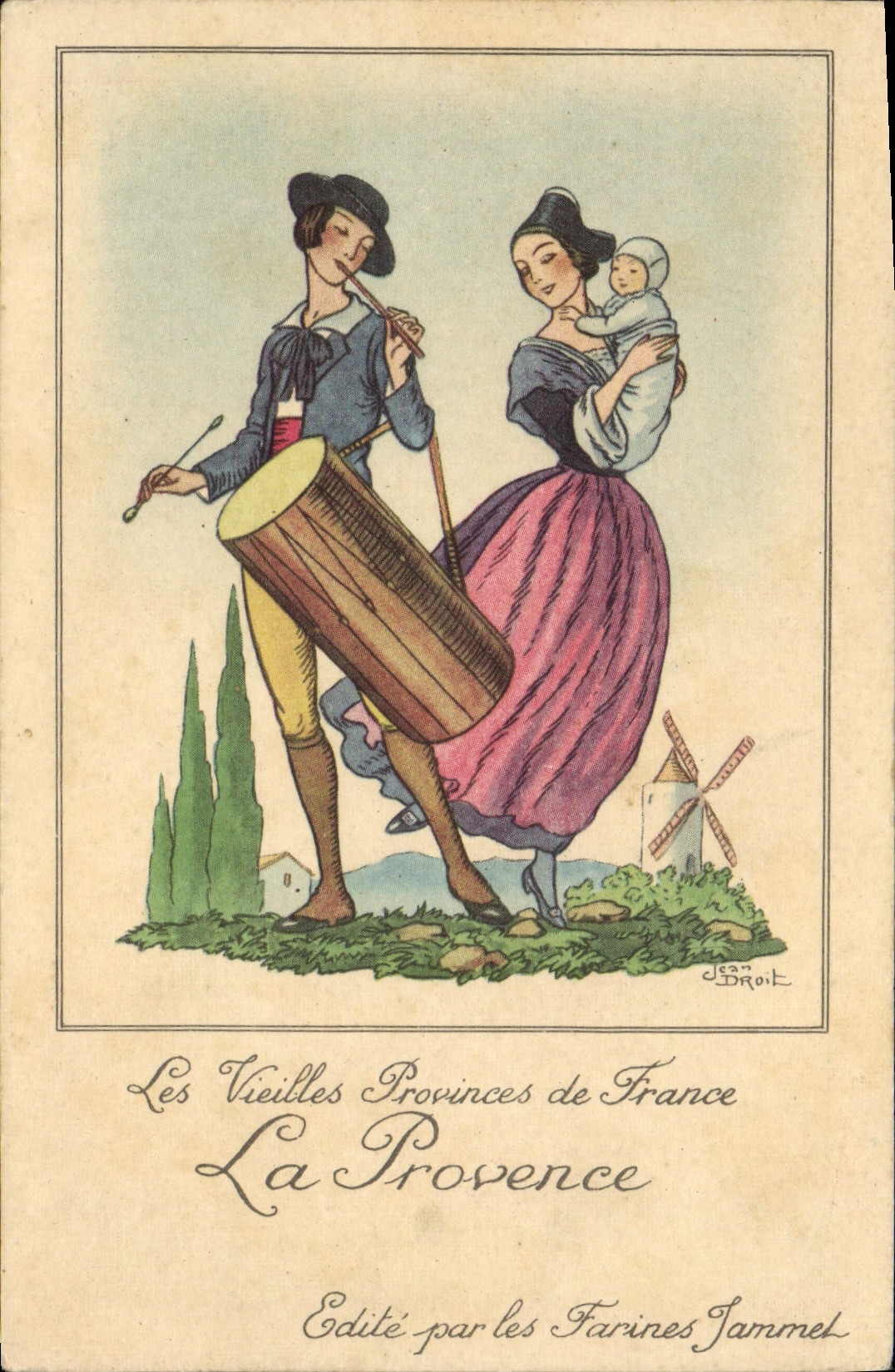 CPA Les Vieilles Provinces De France La Provence Farines Jammet Folklore Moulin a vent