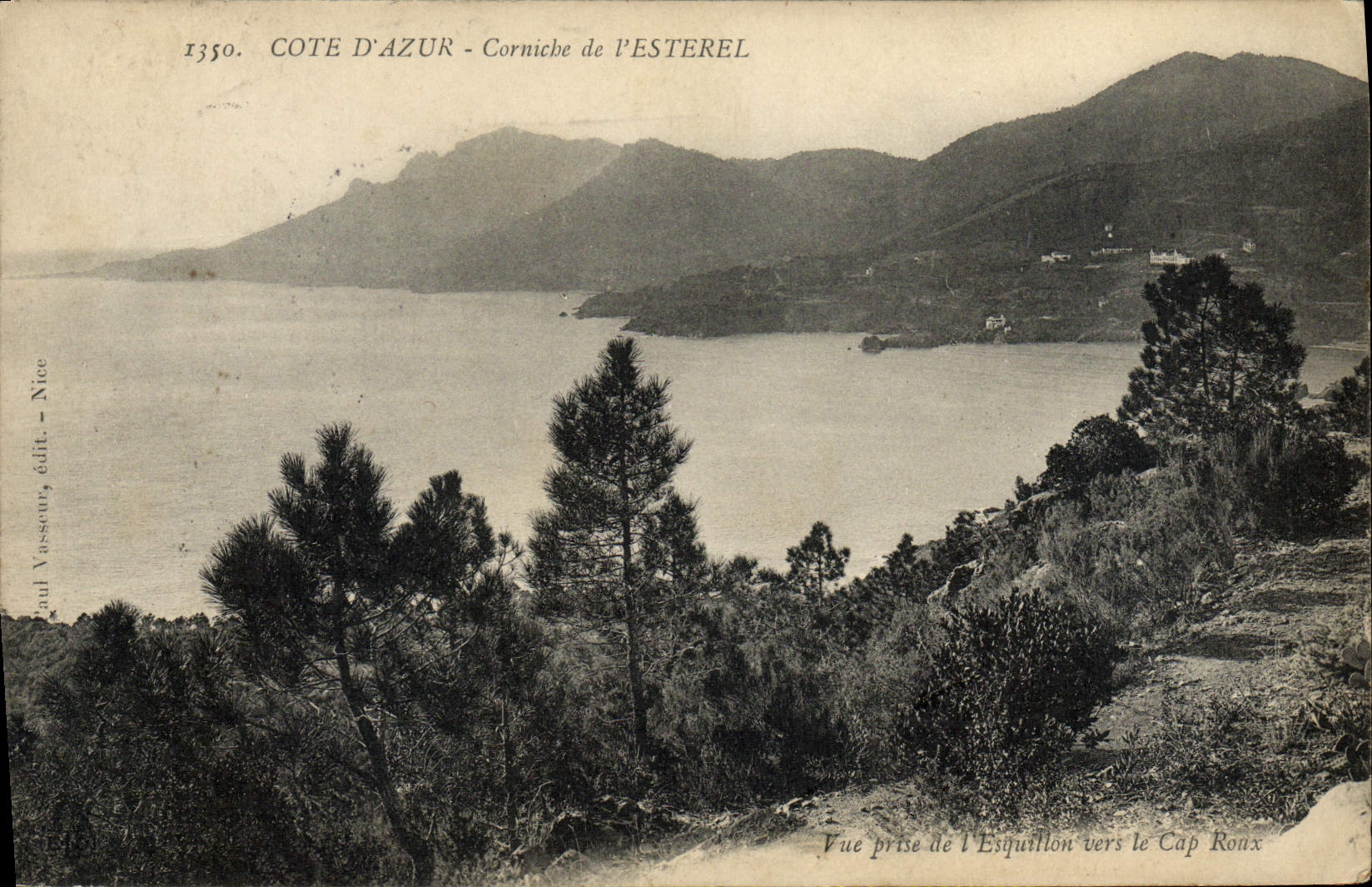 Dimensión de la POSTAL de la VENDIMIA de la cornisa azul de Esterel