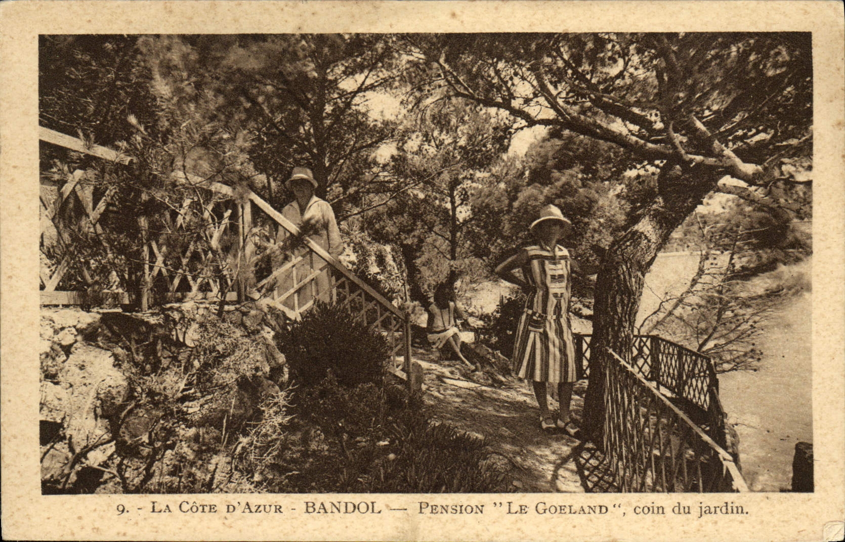 POSTAL de la VENDIMIA la dimensión de la pensión azul de Bandol la esquina de la gaviota del jardín