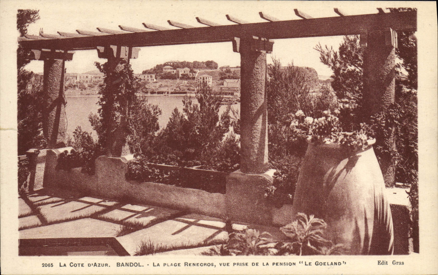 VINTAGE POSTCARD the Dimension of Bandol Azure the Renecros Beach Seen from Of the Pension the Seagull