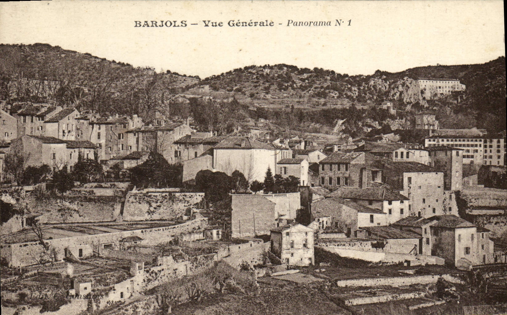 VINTAGE POSTCARD Barjols View Panorama