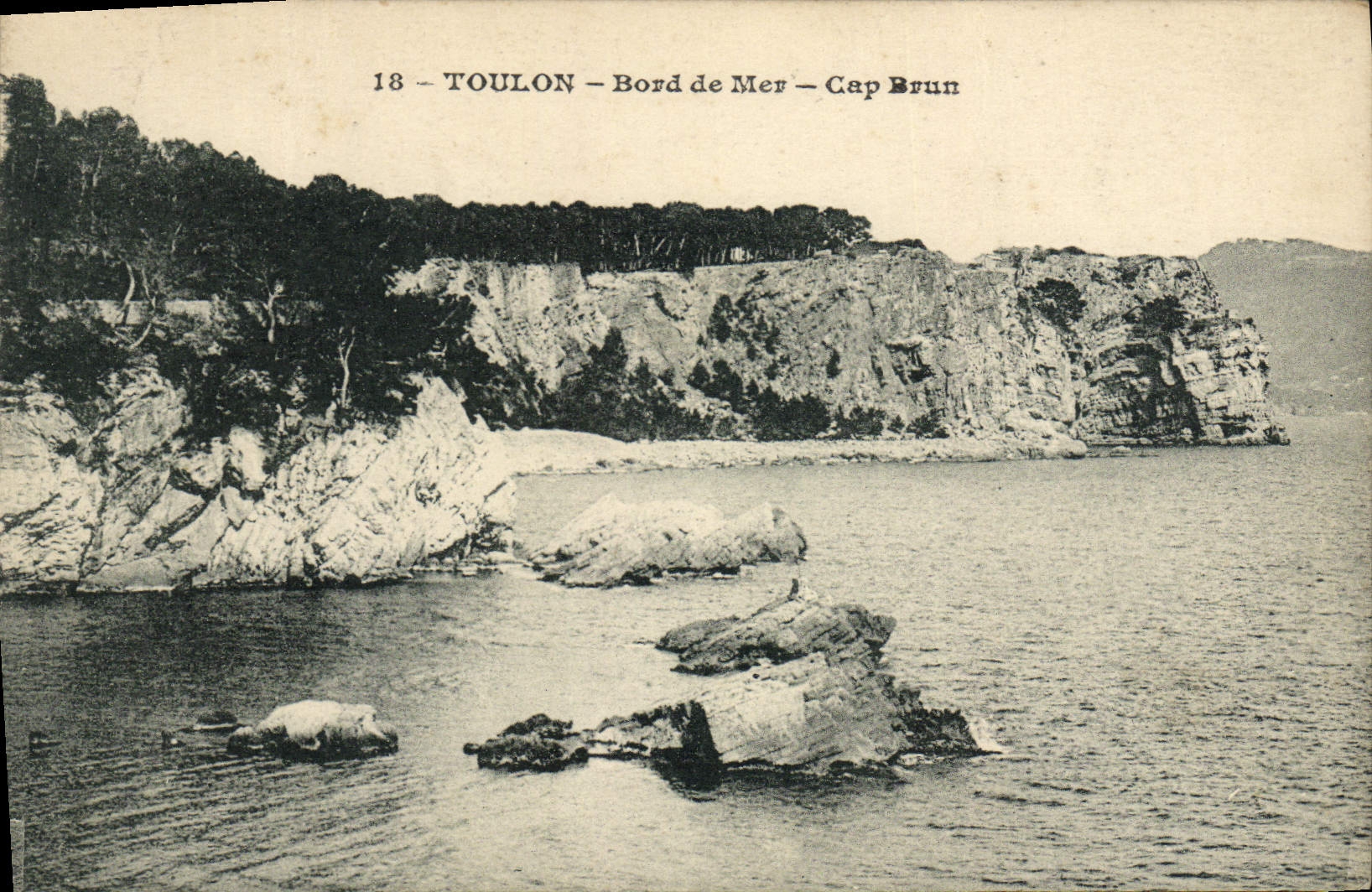 VINTAGE POSTCARD Toulon Brown Cape Seaside