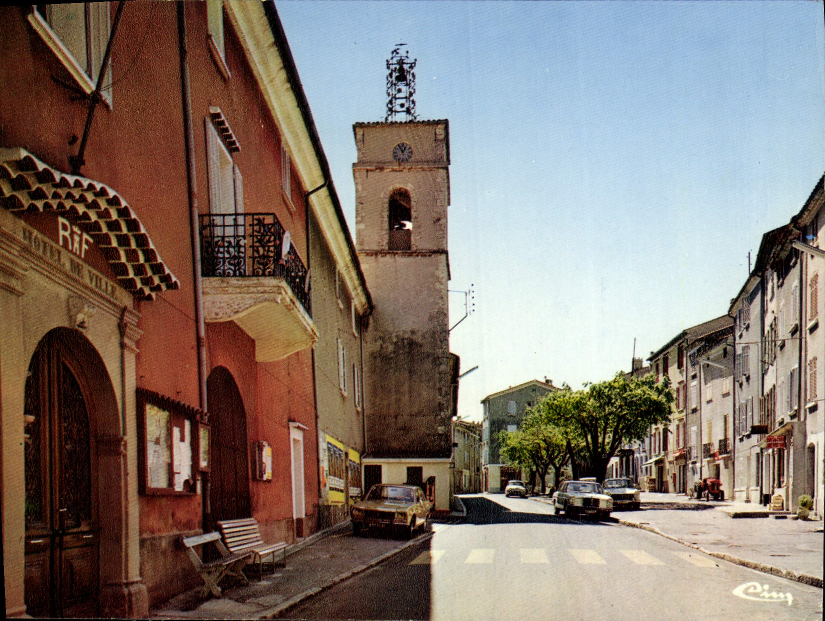 MODERN CARD Carnoules the Town hall And the Main street