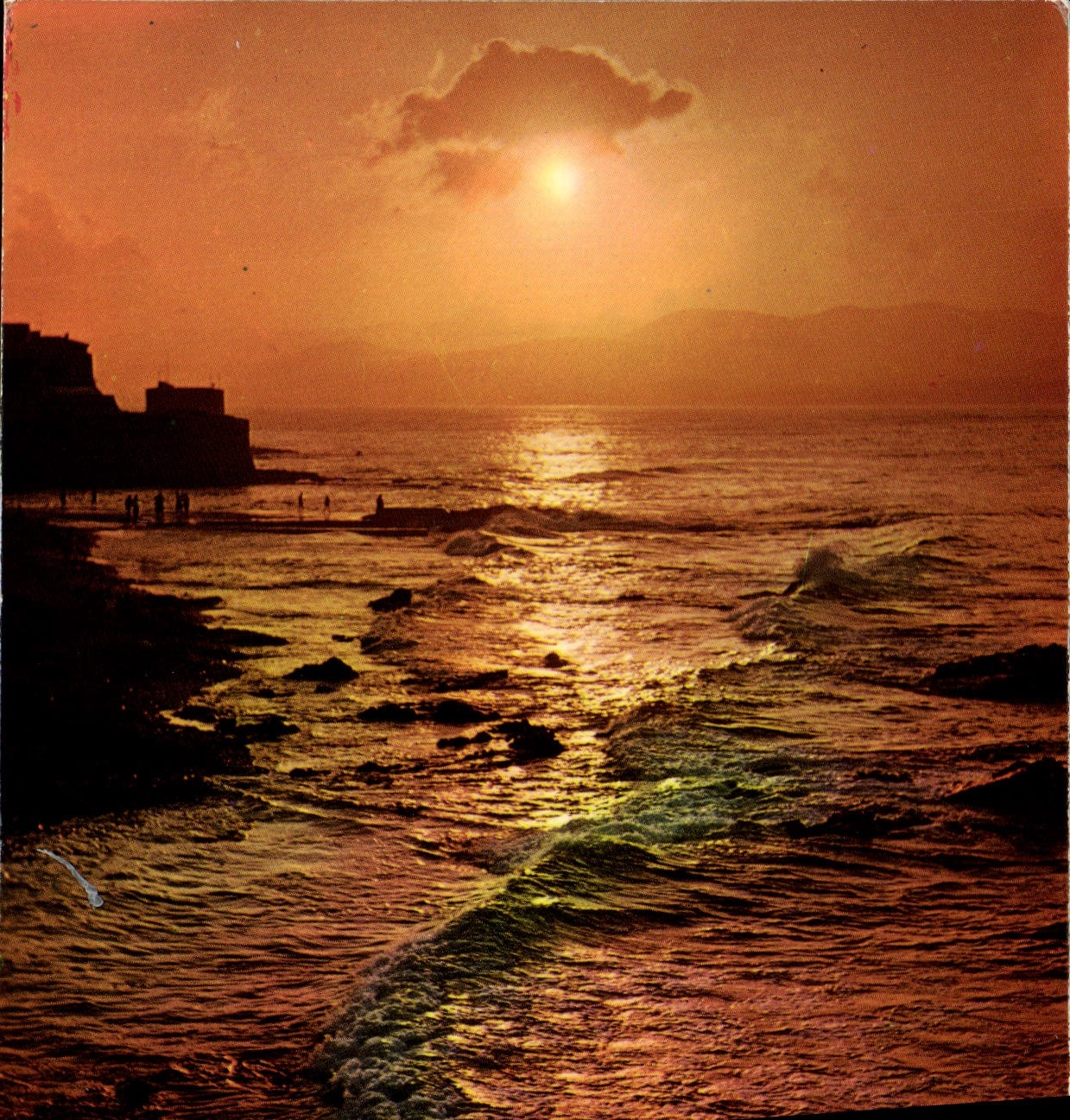 MODERN CARD Light And Beauty Of the Dimension of Azure the Last Reflections Silver plate Sun On the Sea