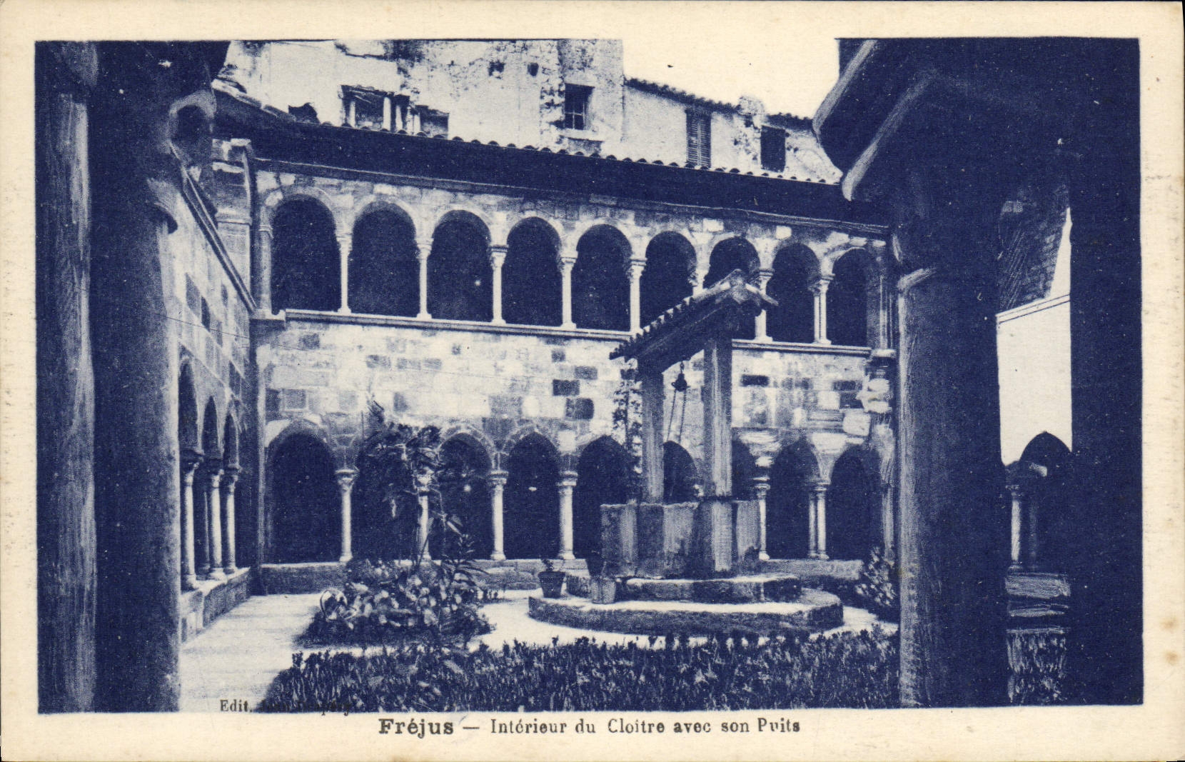 VINTAGE POSTCARD Interior Frejus of the Cloister with its Prits