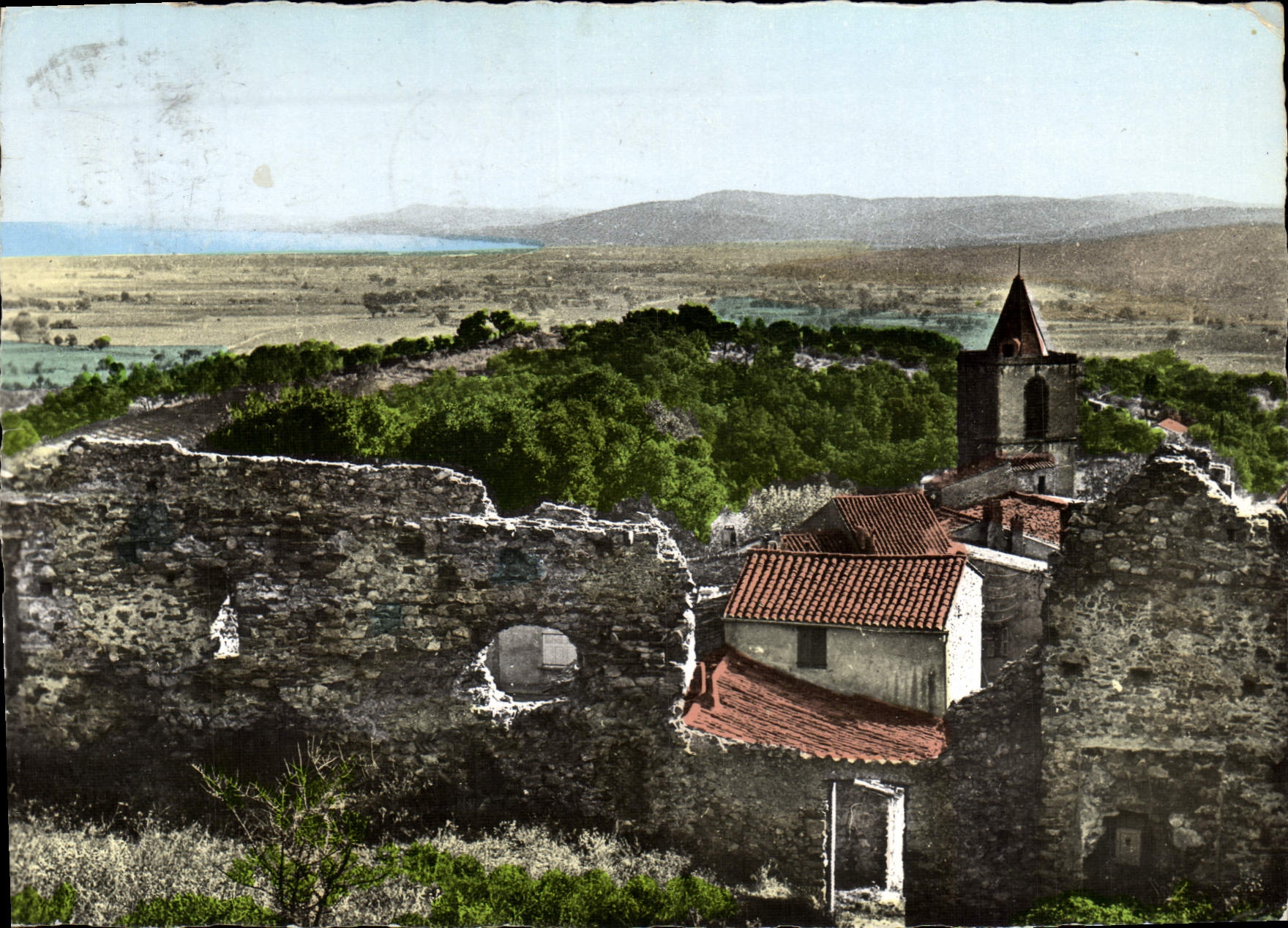 MODERN CARD the Historical Capital Of the Grimaud Moors the enclosing wall of the castle the church the golde of Tropez Saint