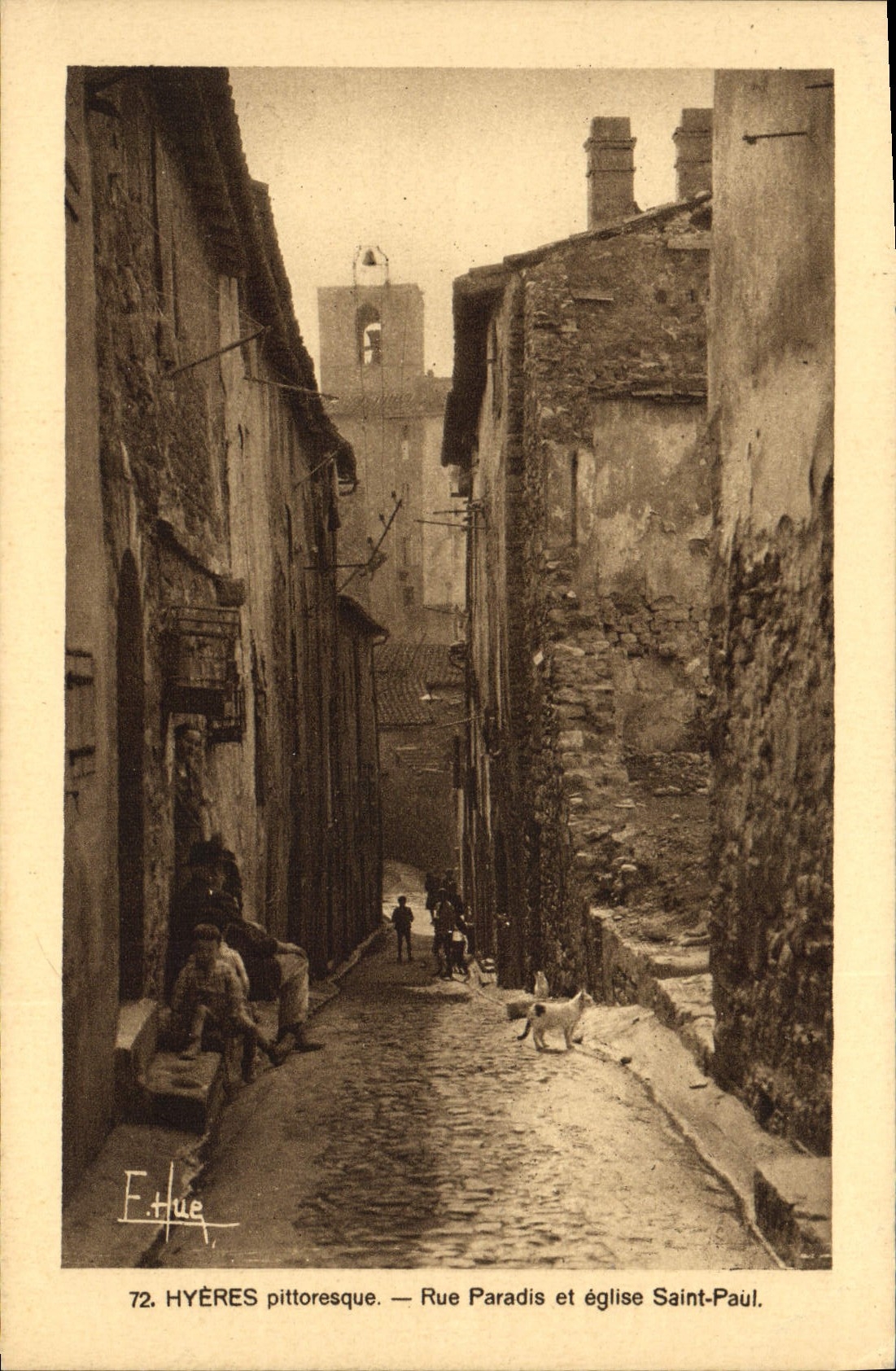Paraíso pintoresco e iglesia de la calle de Hyeres de la POSTAL de la VENDIMIA