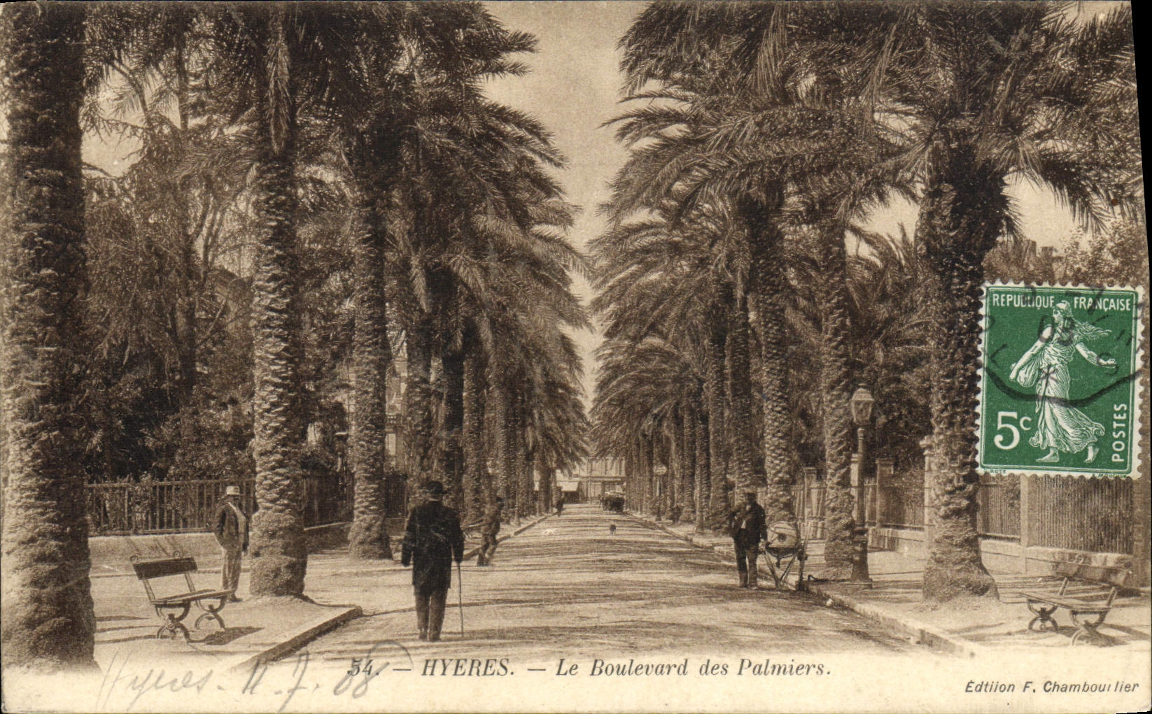 POSTAL Hyeres Boutevard de la VENDIMIA de las palmeras