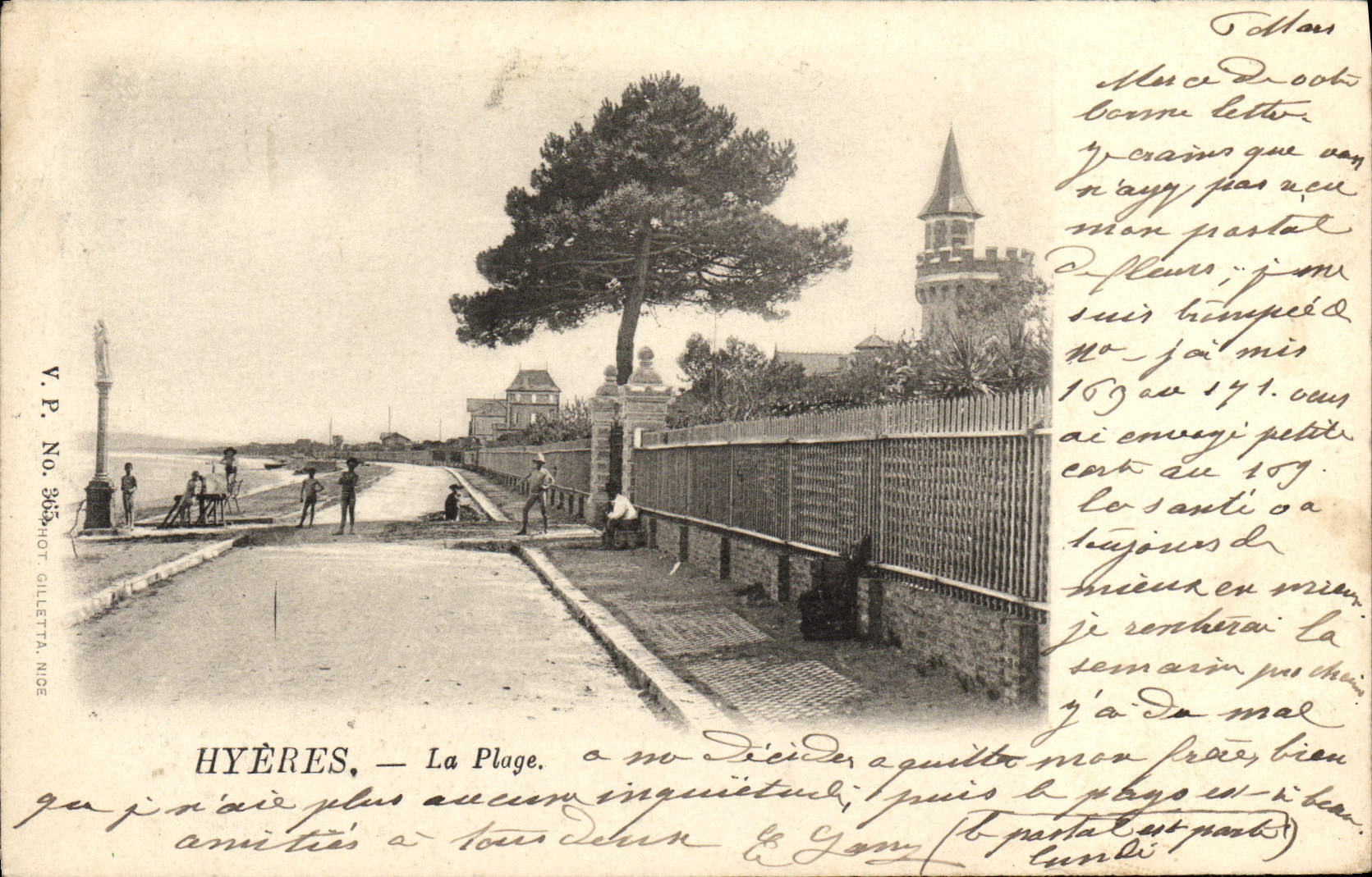 POSTAL Hyeres de la VENDIMIA la playa