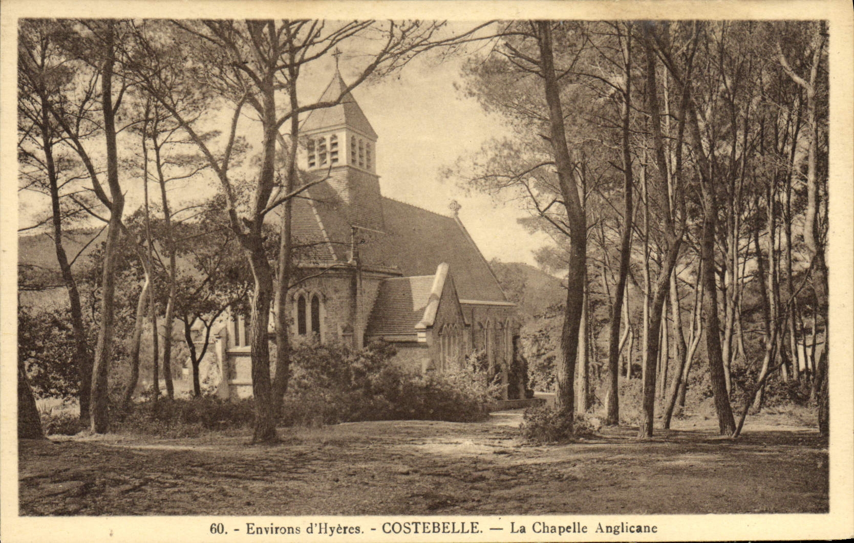 VINTAGE POSTCARD Surroundings of Hyeres Costebelle La Chapelle Anglican