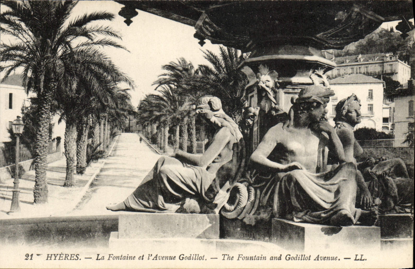 POSTAL Hyeres de la VENDIMIA la fuente y la avenida Godillot de I