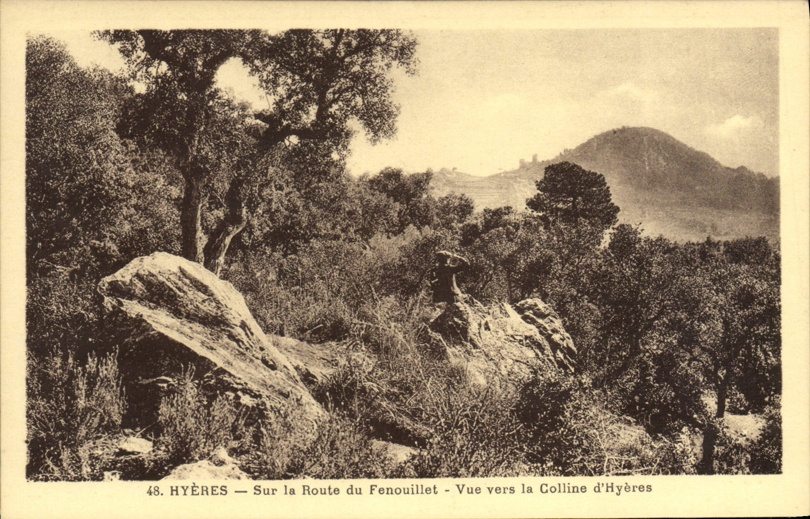 CPA Hyeres Sur La Route du Fenouillet Vue Vers La Colline d'Hyeres