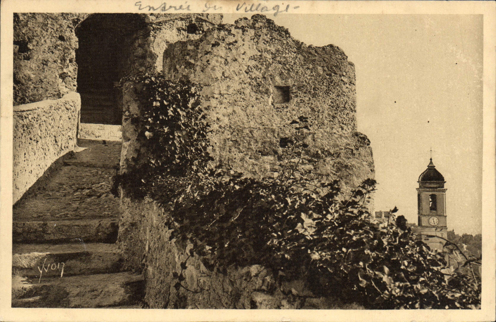 VINTAGE POSTCARD Roquebrune the Entry of the Fort