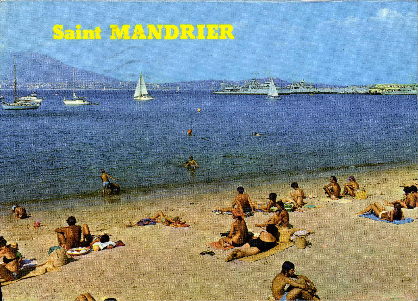 CPM Saint Mandrier La Plage Perspective sur Toulon