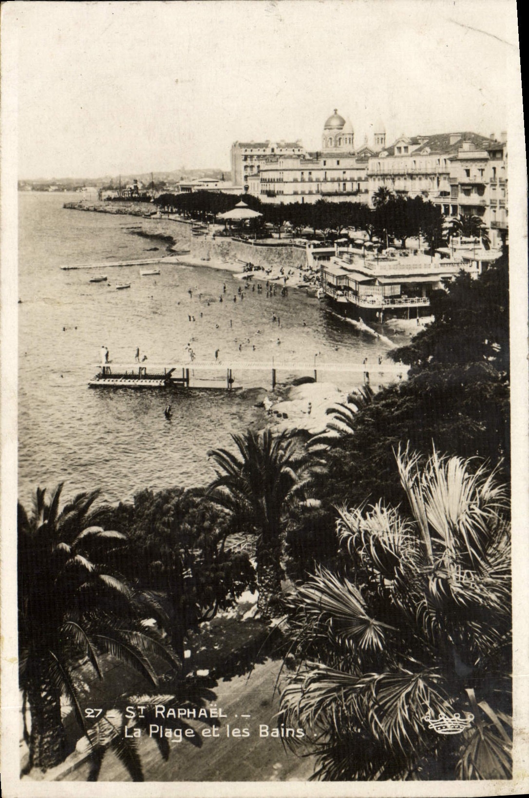 VINTAGE POSTCARD Holy Raphael the Beach and les Bains