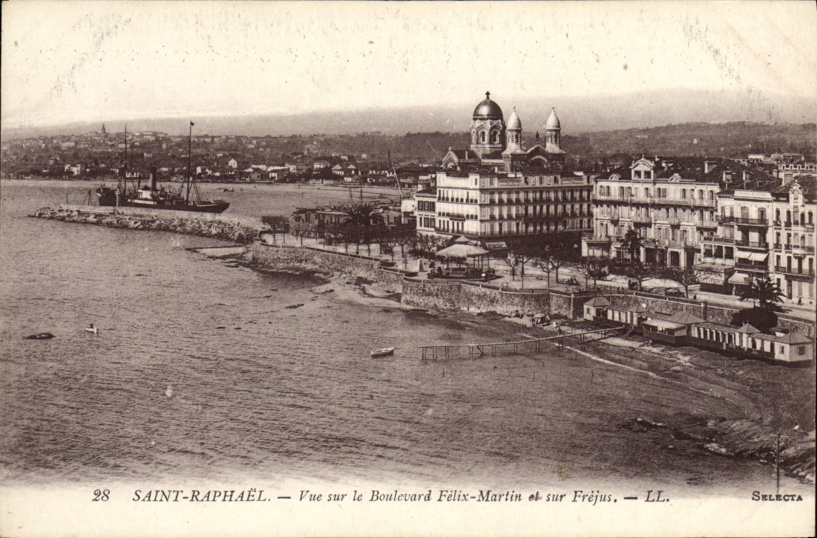 VINTAGE POSTCARD Holy Raphael Seen on the Boulevard Felix Martin and Frejus Boat