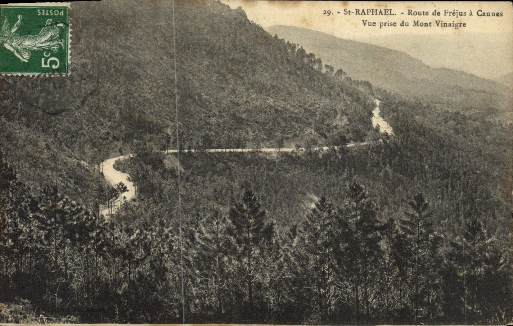 La ruta de Raphael de la POSTAL de la VENDIMIA Saint de Frejus tiene vinagre del montaje de Cannes vista