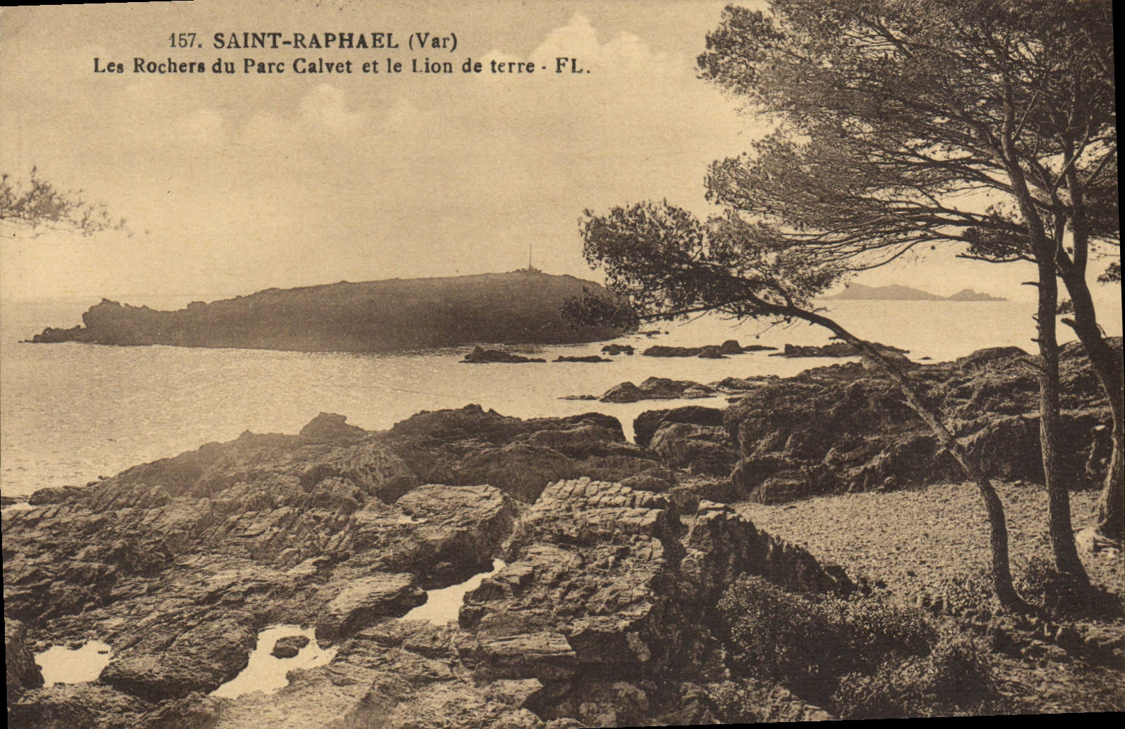 CPA Saint Raphael Les Rochers du Parc Calvet et le Lion de terre