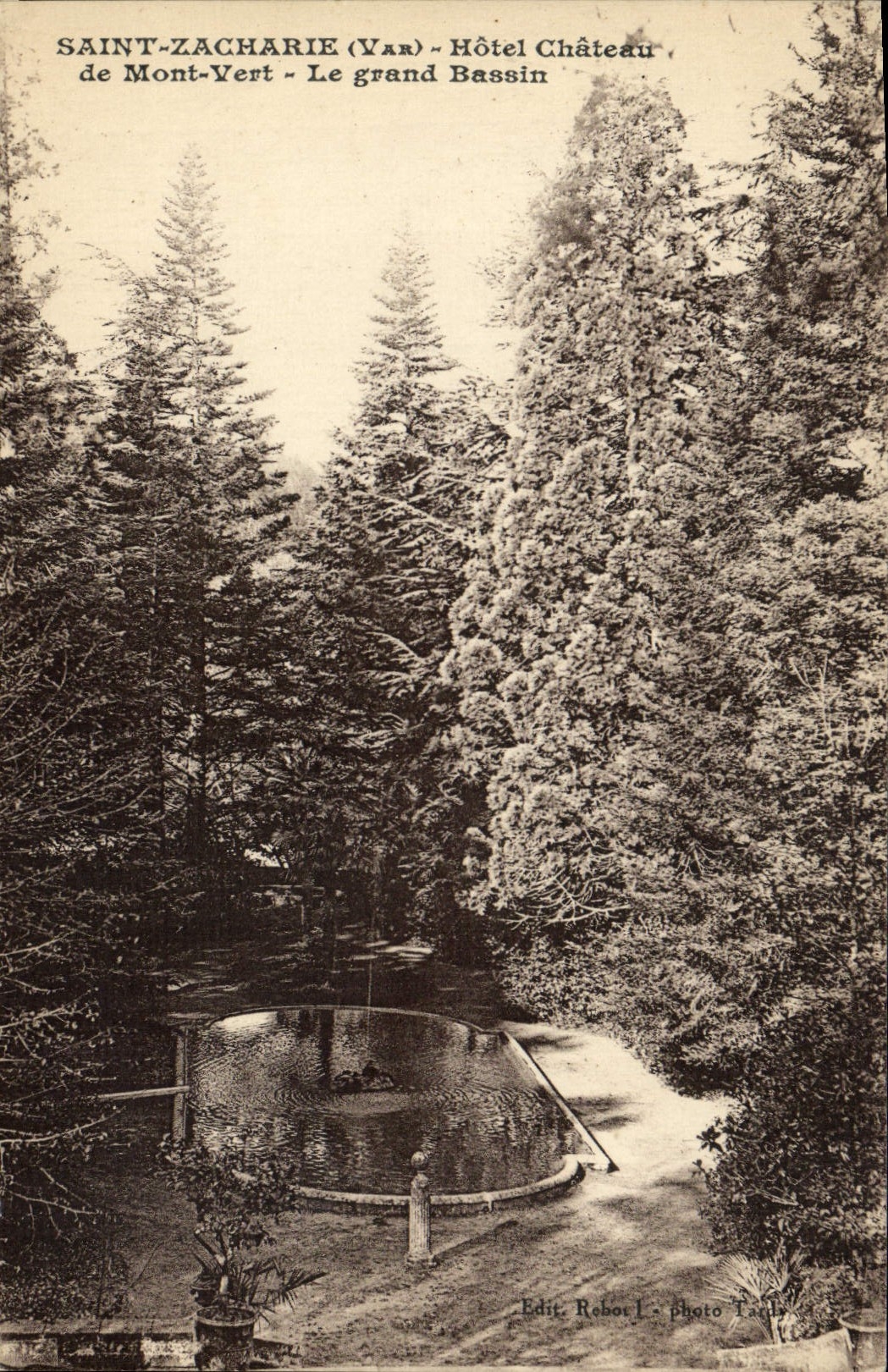 VINTAGE POSTCARD Holy Zacharie Hotel Castle of Green Mount the Large Basin