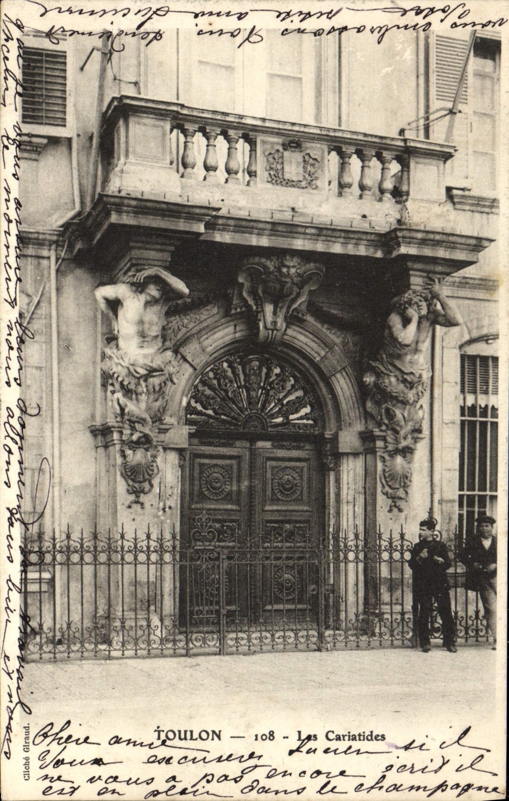 VINTAGE POSTCARD Toulon Caryatids