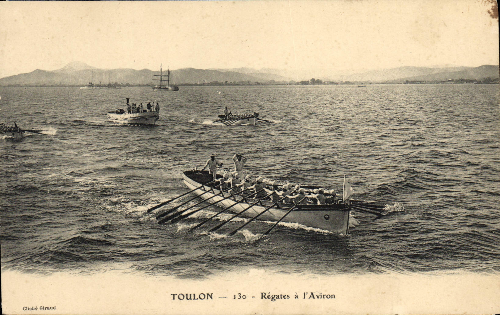 VINTAGE POSTCARD Toulon Regattas with the Oar Boat