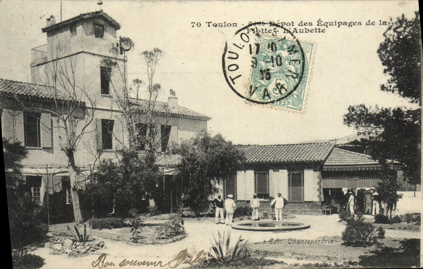 VINTAGE POSTCARD Toulon Deposit of the crews of the fleet the Bus shelter Boat
