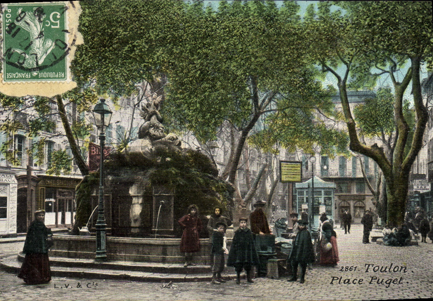 VINTAGE POSTCARD Toulon Places Puget Enfants