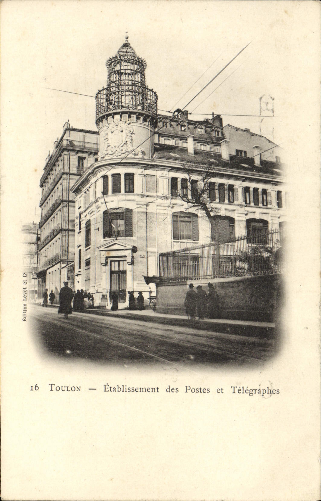 VINTAGE POSTCARD Toulon Establishment of the Stations and Telegraphs