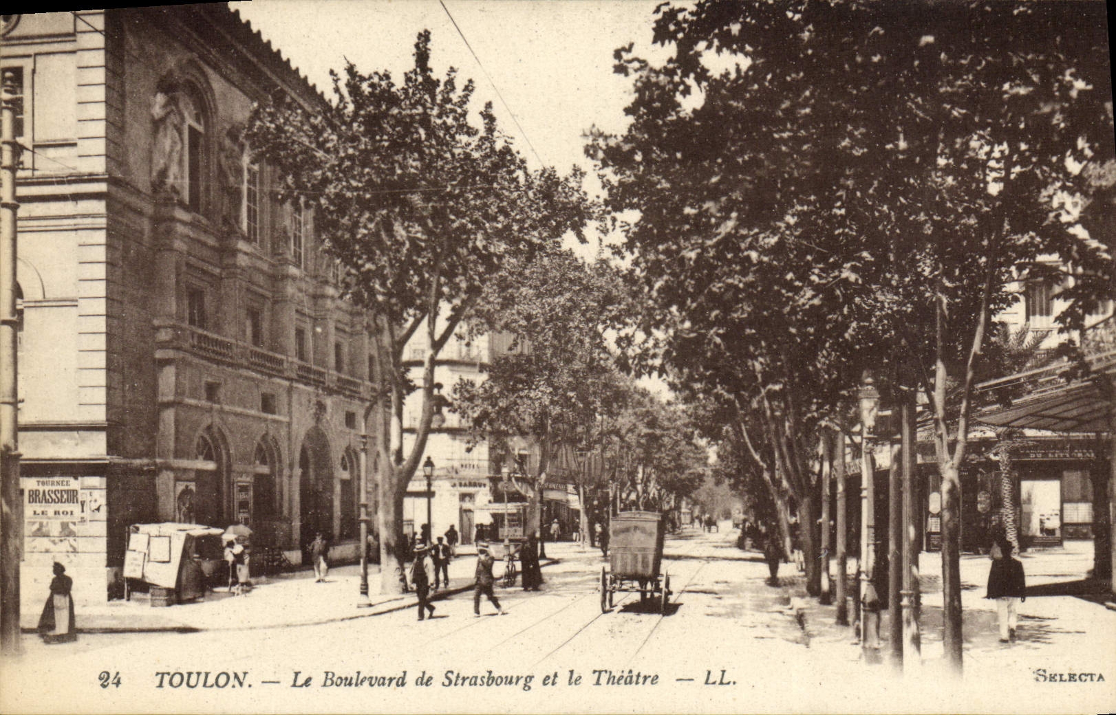 VINTAGE POSTCARD Toulon the Boulevard of Strasbourg and the Theater