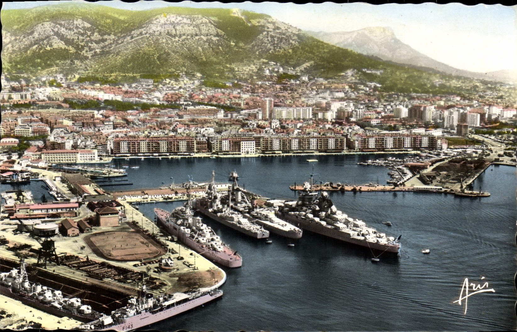 MODERN CARD Toulon View Jean Bart and Bateaux School