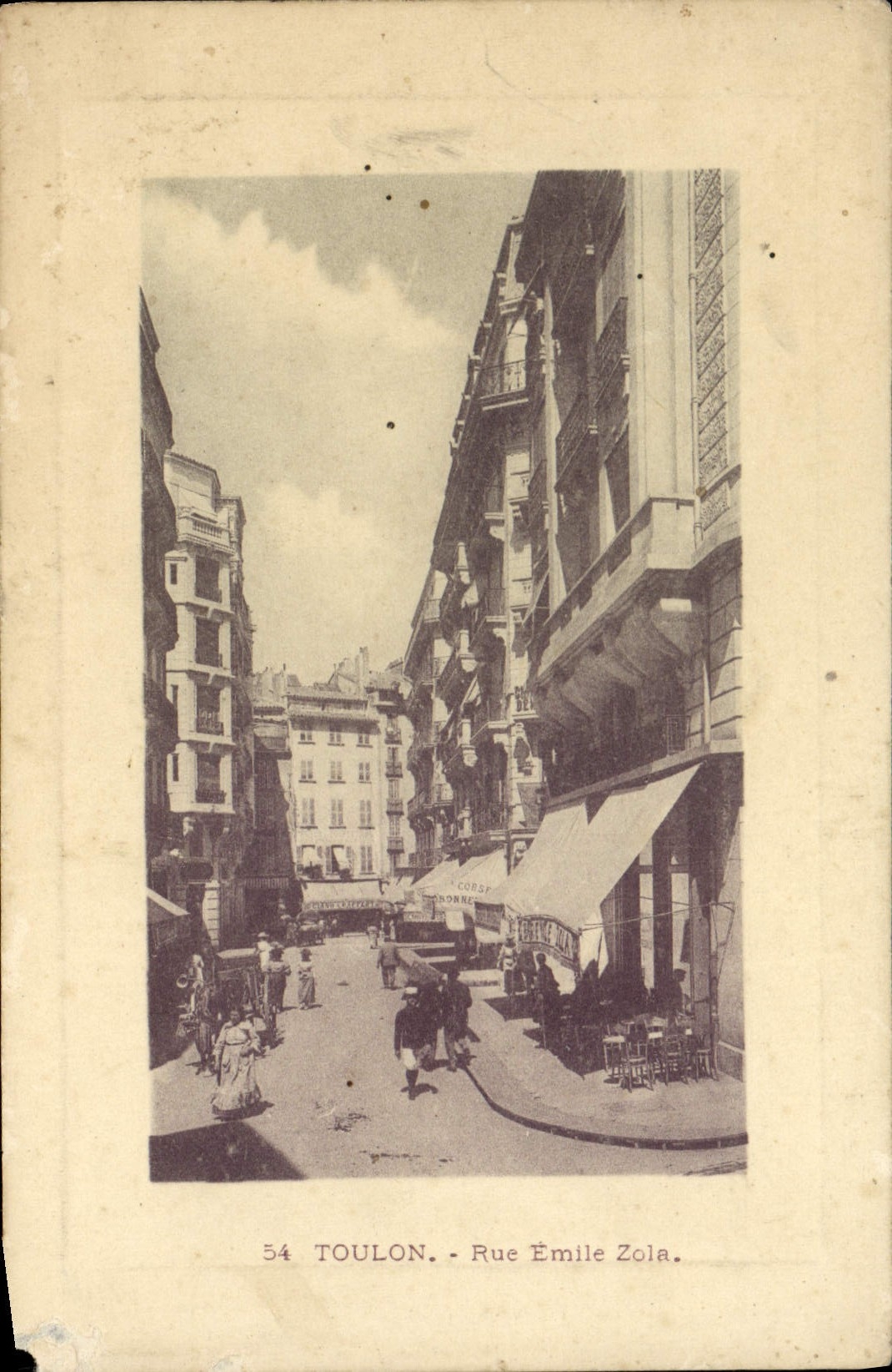 VINTAGE POSTCARD Toulon Street Emile Zola