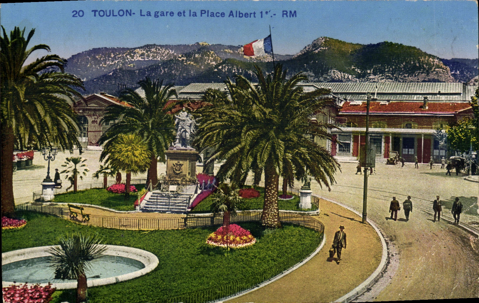 CPA Toulon La gare et la Place Albert 1er